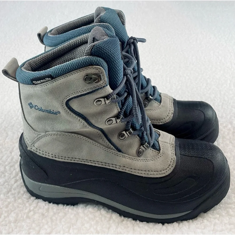 COLUMBIA • Blue/Grey Thermolite Water Resistant Cascadian Summit Winter Boots, 8 - Picture 8 of 16